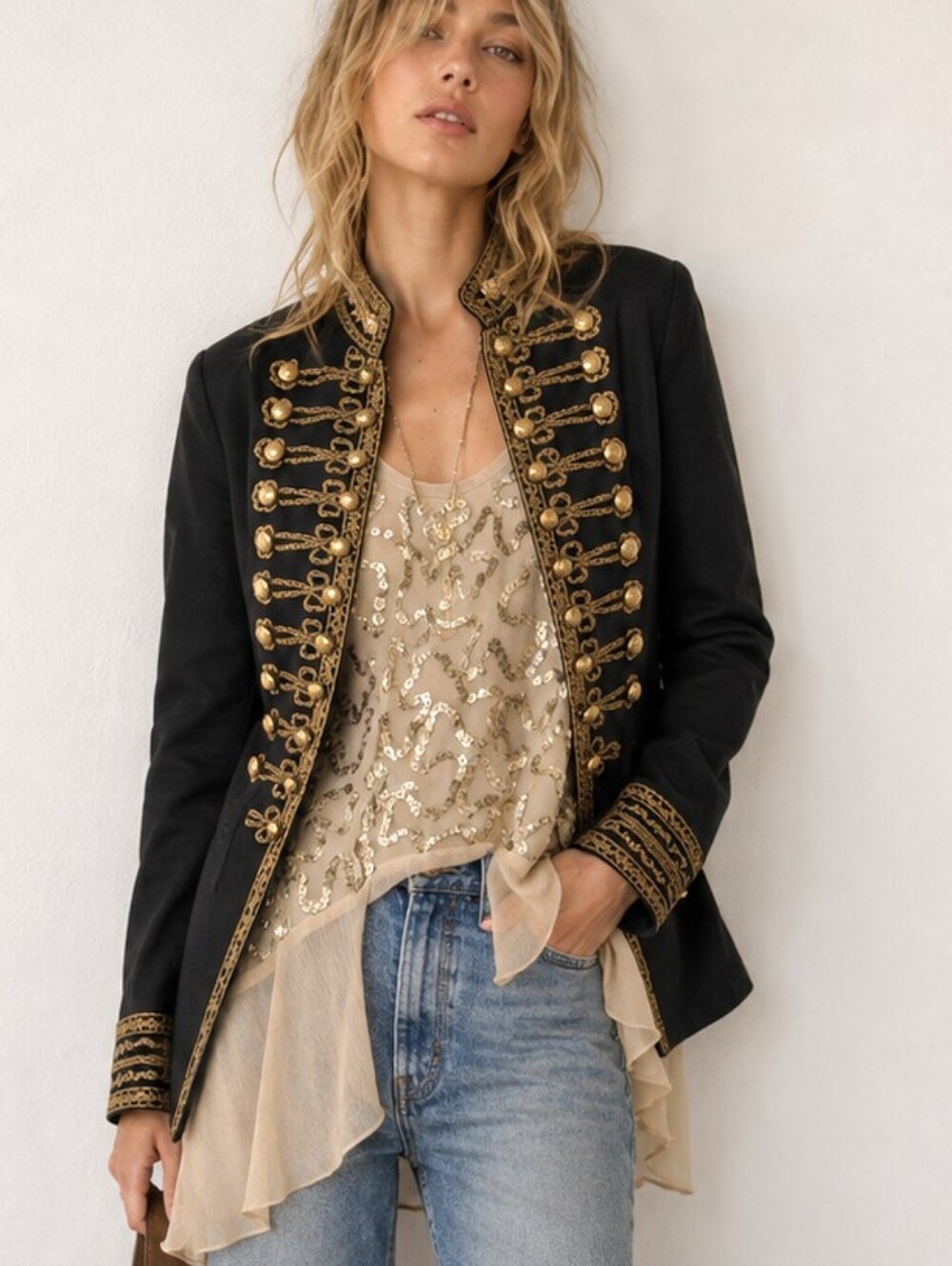 Topshop Top Gold Sequin Tank Top